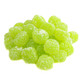 Vegan Sour Apple Dots, vibrant green round gummy candy, tangy sour apple flavor, approx 245 dots per pound, vegan.