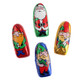 Brightly foiled miniature milk chocolate Santas and Elves, smiling faces, individually wrapped, approx. 50 pieces per pound.