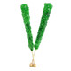 12 individually wrapped crystal green apple flavor rock candy sticks, 6 inches long, great for St. Patrick's Day.
