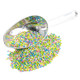 Pastel Blue, Green, Lavender, Pink, White Easter Nonpareil candy sprinkles, great for decorating cakes and cookies.