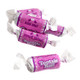 Valentine Tootsie Rolls Midgees, bite-sized chocolate chewy candy with pink and purple wrappers, approx 65 per pound.