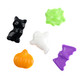 Halloween Pressed Candy Mix, tart, bright orange, black, purple jack o' lanterns, bats, cats, ghosts, spiders, approx. 575 pieces.