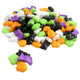 Bright Halloween pressed candy mix, tart, with jack o' lanterns, bats, cats, ghosts, spiders. Approx 575 pieces per pound.
