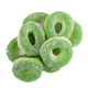 Bright green and white Apple Gummy Rings, soft and chewy, approximately 55 pieces per pound.