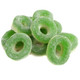 Bright green and white Apple Gummy Rings, approx 55 pieces per pound. Sweet, chewy apple flavored candy.