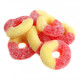 Land of Gummies Peach Gummy Rings, orange and yellow, sugar-dusted, sweet peach flavor, approx. 60 rings per pound.