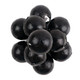 60 shiny black foil wrapped milk chocolate balls, 3/4 inch diameter.
