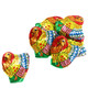 Tub of 40 festive mini milk chocolate turkeys, 1.75 inch, individually wrapped in colorful Italian foil.