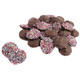 Repperts Rainbow Nonpareils Milk Chocolate, approximately 130 creamy discs per pound, topped with vibrant, colorful sprinkles.