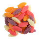 Swedish Fish Tropical chewy candy, bright multi-colored fish. Pina colada, passion fruit, tropical island flavors. Approx 170 fish/lb.