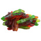 Haribo Twin Gummy Snakes, sweet & sour, two-toned in red-orange, green-yellow, blue-purple coils.