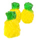 Realistic yellow and green 3D gummy pineapples, delicious pineapple flavored candy, approx. 55 per pound.