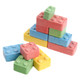 Assorted pastel Lego candy blocks, fruity flavors. Approximately 150 pieces per pound.