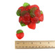 Bright red strawberry shaped gummies with green tops, sweet strawberry flavor. Approximately 72 Strawberry Gummies per pound.