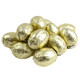 Shiny gold foil wrapped milk chocolate flavored eggs, approx 80 pieces per pound, for Easter