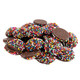 Pure Milk Chocolate Rainbow Nonpareils, approx 130 per lb, vibrant colorful sprinkles, USA made.