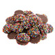 Classic milk chocolate candy, generously coated with vibrant rainbow nonpareils, about 130 pieces per pound.