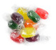 Assorted fruit hard candy barrels, individually wrapped. Vibrant rainbow colors, orange, cherry, lemon, apple, grape flavors. ~70 pieces per pound.