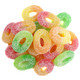 Efrutti Apple Trio Gummy Rings, sweet & sour, colorful sugar-coated rings with Granny Smith, Golden Delicious, Honey Crisp flavors.