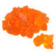Bulk vibrant orange gummy bears, 125 pieces per pound. Sweet citrus flavor, great for parties.