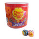 60 Chupa Chups lollipops drum. Strawberry, orange, watermelon, cola, creamy strawberry flavors in multiple colors.