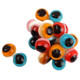 Red, green, blue 3D Gummy Eyeballs by Clever Candy, approx 75 per pound, for Halloween. Chewy spooky treats.