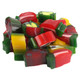 Vibrant, multi-colored Fini Fruit Mania licorice candy, with over 100 playful apple, watermelon, strawberry shapes per pound.