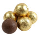 Decadent Gold Foiled Double Chocolate Balls, individually wrapped, 1-inch diameter, USA made.
