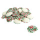 Creamy white chocolate mint nonpareils, festive for Christmas, with vibrant red and green sprinkles. Reppert holiday candy.