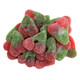 Vibrant red Sour Gummy Twin Cherries, approx 70 per pound, with sweet gummy inside and a mouth-puckering sour outside.