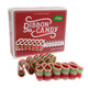 Six Sevigny's red and white delicate peppermint ribbon hard candy gift boxes.