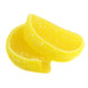 5LB box of unwrapped, sugar-coated yellow lemon fruit slice jelly candies, sweet and tangy.