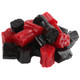 Red and black licorice honeycomb bites, classic Kennys candy, many bite-sized pieces, made in USA.