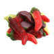 Vidal Gummy Fire Peppers, spicy red chili candies with yellow (spicy) and purple (extra hot) bottoms, approx 75 per lb.