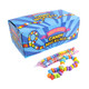 Bright rainbow candy necklaces, 24 individually wrapped pieces per box.