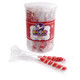 24 individually wrapped vibrant red mini unicorn lollipops, 6-1/4 inches long, with sweet cherry flavor.