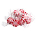 Sugar-free peppermint Starlight mints, individually wrapped with red stripes, approximately 90 candies per pound.