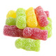 Sour Jelly Babies, assorted grapefruit, lime, and passion fruit flavors, approx. 70 pieces per pound.