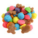 Colorful Gingerbread Gummy Mix. Gingerbread men and gumdrop shapes in blue, grape, lemon, orange, strawberry, cherry, green apple.