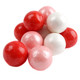 Assortment of red, white, pink 1-inch Valentine's Day gumballs, approx 60 per pound.