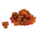 Assorted Revolcado Gummy Bears coated in vibrant red chamoy and chili powder, spicy Mexican fruit candy.