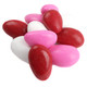 Valentine Dark Chocolate Covered Almonds, red white pink candy coated, approx 100 per pound, Koppers USA made.