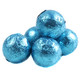 Light blue foil double chocolate balls, individually wrapped. Rich, creamy candy, approx 35 per pound.