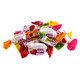 Gustaf's Assorted Soft Punch Chews, individually wrapped, vibrant rainbow colors, cherry, mango, orange, strawberry, apple, lemon flavors.