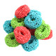 Blue, red, green Nonpareil Covered Sour Gummy Rings, crunchy dextrose coated.