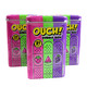 Twelve Ouch! Bubble Gum Band Aid metal tins, 21 fruit gum pieces, watermelon, strawberry, grape.