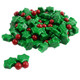 Holly Berries Pressed Candy, festive red and green pressed candies, shaped like holly leaves and berries, for holidays.