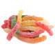 Albanese Large Sour Worms, 4-inch red, green, yellow, orange sour gummy candy. Approx 45 vibrant worms per pound.