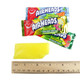 Airheads Sour Mini Bars, assorted blue, yellow, green, red wrappers, bulk-packed, approx. 36 taffy bars per pound.