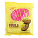 5.5oz bag of vibrant yellow Bubs Banana Toffee Ovals. Delicious banana and toffee flavored gummy candies.